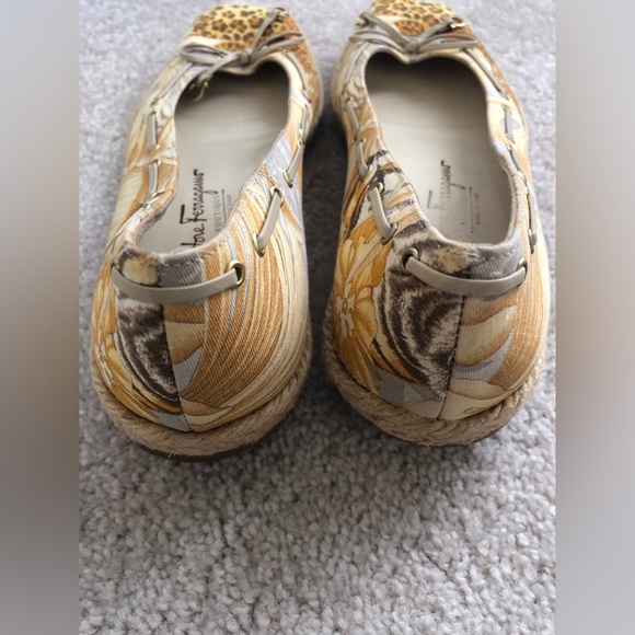 Salvatore Ferragamo Leopard Floral Espadrilles Sandals 8 4A - Picture 12 of 14